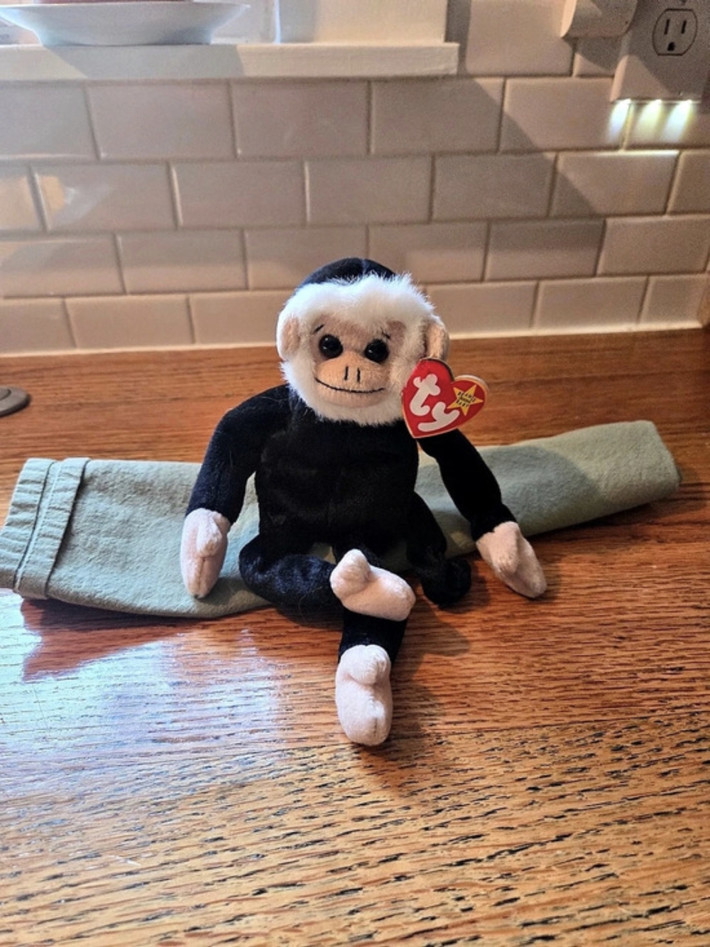 Ty Mooch the Spider Monkey Beanie Baby Black & White NWT